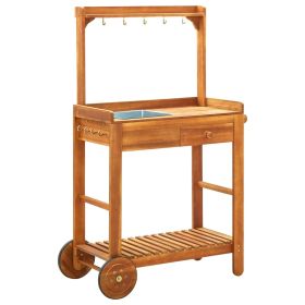 Garden Kitchen Trolley Solid Acacia Wood 36.2"x17.1"x55.7"