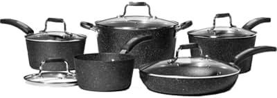 8 Piece Black Speckled Aluminum Nonstick Cookware Set