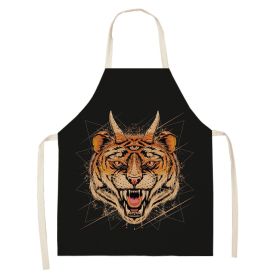 Simple Cartoon Tiger Cotton And Linen Apron Home (Option: WQ00835-47x38cm)