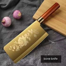 Gold Kitchen Household Alloy Bone Cutting Slice Knife Set (Option: Titanium Bone Cutting Knife)