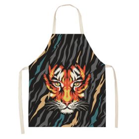 Simple Cartoon Tiger Cotton And Linen Apron Home (Option: WQ00831-68x55cm)