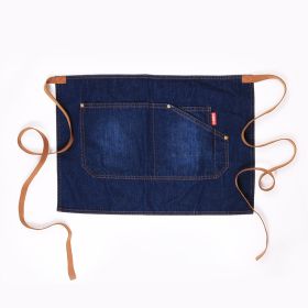 Baked Denim Canvas Leather Short Apron (Option: H denim blue)