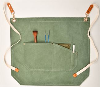 Baked Denim Canvas Leather Short Apron (Option: L Light Green)