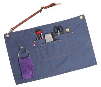 Baked Denim Canvas Leather Short Apron (Option: B towel blue)