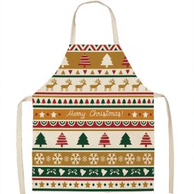 Christmas Apron Linen Oil-proof Anti-fouling Gingham Check Ginger Cake Household Bib Halter (Option: 16style-45x56cm)