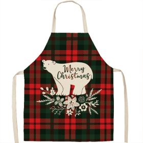 Christmas Apron Linen Oil-proof Anti-fouling Gingham Check Ginger Cake Household Bib Halter (Option: 14style-38x47cm)