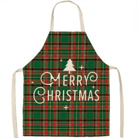 Christmas Apron Linen Oil-proof Anti-fouling Gingham Check Ginger Cake Household Bib Halter (Option: 4style-38x47cm)