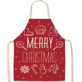 Christmas Apron Linen Oil-proof Anti-fouling Gingham Check Ginger Cake Household Bib Halter (Option: 18style-45x56cm)