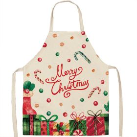 Christmas Apron Linen Oil-proof Anti-fouling Gingham Check Ginger Cake Household Bib Halter (Option: 2style-45x56cm)