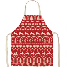 Christmas Apron Linen Oil-proof Anti-fouling Gingham Check Ginger Cake Household Bib Halter (Option: 6style-45x56cm)