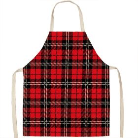 Christmas Apron Linen Oil-proof Anti-fouling Gingham Check Ginger Cake Household Bib Halter (Option: 5style-45x56cm)