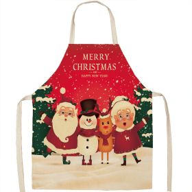 Christmas Apron Linen Oil-proof Anti-fouling Gingham Check Ginger Cake Household Bib Halter (Option: 3style-45x56cm)