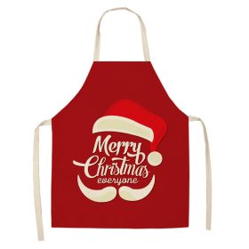 Cartoon Christmas Elk Santa Claus Printed Linen Sleeveless Apron (Option: W 20021-68x55cm)