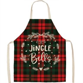 Christmas Apron Linen Oil-proof Anti-fouling Gingham Check Ginger Cake Household Bib Halter (Option: 13style-45x56cm)