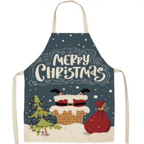 Christmas Apron Linen Oil-proof Anti-fouling Gingham Check Ginger Cake Household Bib Halter (Option: 22style-55x68cm)