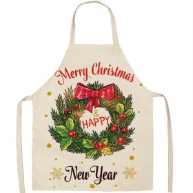 Christmas Apron Linen Oil-proof Anti-fouling Gingham Check Ginger Cake Household Bib Halter (Option: 1style-55x68cm)