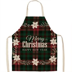 Christmas Apron Linen Oil-proof Anti-fouling Gingham Check Ginger Cake Household Bib Halter (Option: 10style-65x53cm)