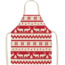 Christmas Apron Linen Oil-proof Anti-fouling Gingham Check Ginger Cake Household Bib Halter (Option: 17style-55x68cm)