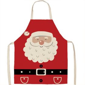 Christmas Apron Linen Oil-proof Anti-fouling Gingham Check Ginger Cake Household Bib Halter (Option: 21style-55x68cm)